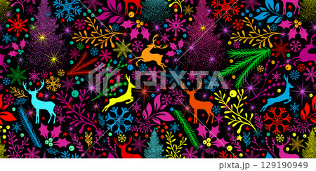 Seamless background christmas colorful. Not AI. Vector illustration 129190949