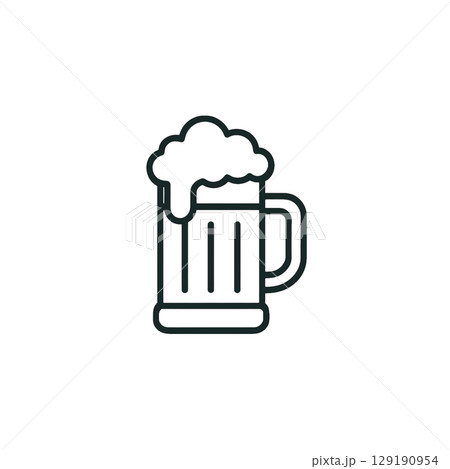 ビールの線画アイコン、素材、背景なし、イラスト、アルコール 129190954