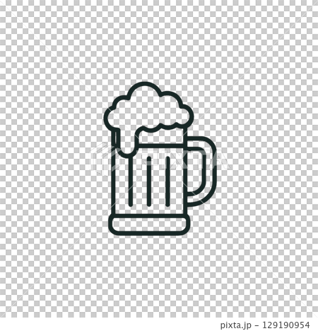ビールの線画アイコン、素材、背景なし、イラスト、アルコール 129190954