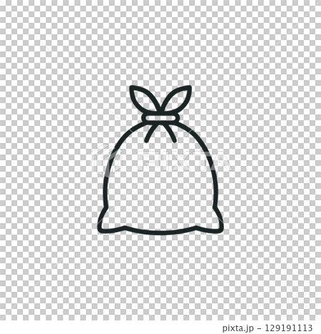 ゴミ袋の線画アイコン、素材、背景なし、イラスト 129191113