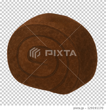 Simple chocolate roll cake illustration (cutout) 129191170