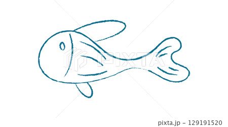 Aquatic fish silhouette doodle. Underwater creature doodle representation. Charming ocean life, flat graphic style, perfect for educational materials and posters. Chalk and crayon style 129191520