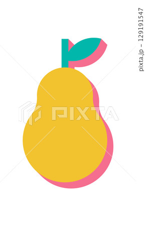 Bold abstract pear shape with shadow. Simple fruit icon in flat style. Modern design element, geometric form, potential for creative projects, playful decoration. Bold abstract pear shape with shadow. Simple fruit icon in flat style. Modern design element, geometric form, potential for creative projects, playful decoration. 129191547