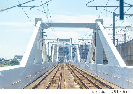 太子堂駅-南仙台駅間 広瀬川橋 東北本線 仙台空港アクセス線 線路敷き 太子堂駅-南仙台駅間 広瀬川橋 東北本線 仙台空港アクセス線 線路敷き 129191659
