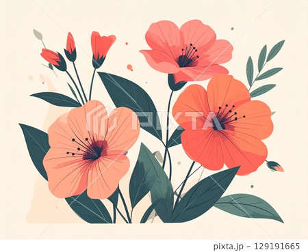 サフィニアの花　シンプルなイラスト 129191665