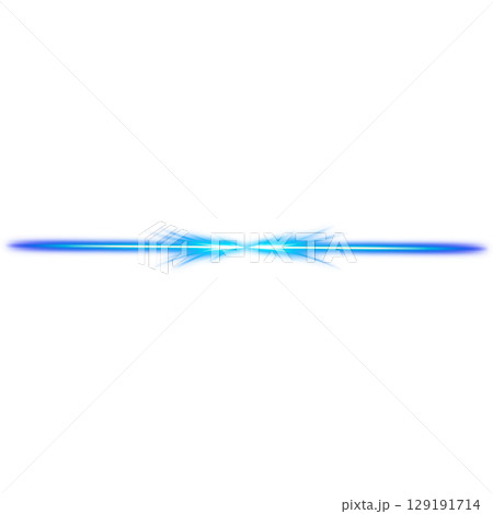 青いエネルギービームエフェクト（透明背景） 129191714