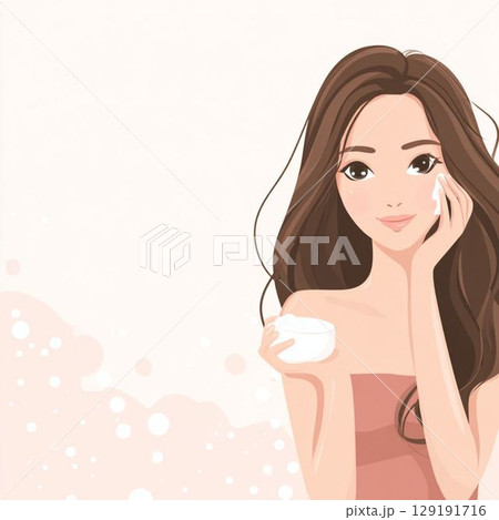スキンケアする女性 129191716