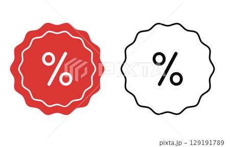 Red and black percentage discount icons for sales and marketing design. Vector illustration Red and black percentage discount icons for sales and marketing design. Vector illustration 129191789
