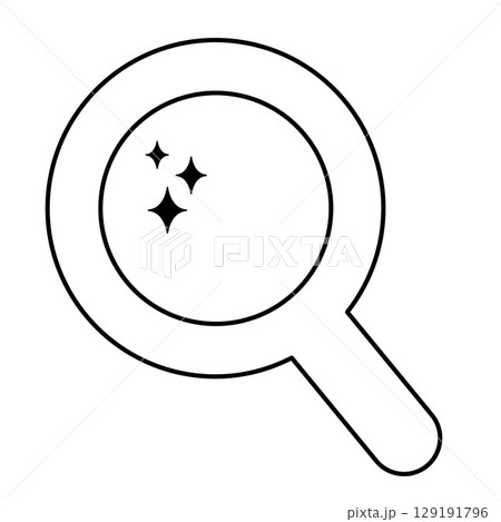 Magnifying glass with sparkles indicating cleanliness or discovery. Vector illustration 129191796