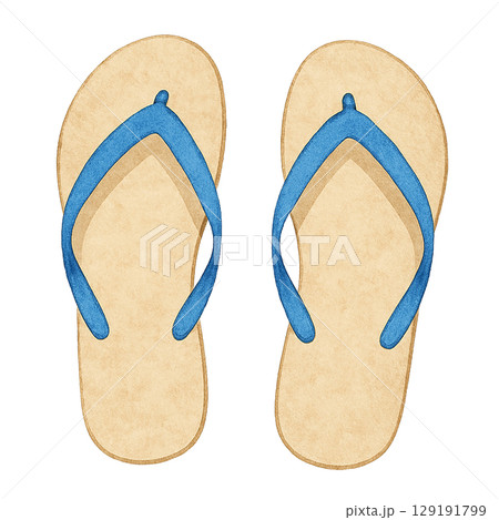 ビーチサンダル(青)・切り抜きPNG ビーチサンダル(青)・切り抜きPNG 129191799