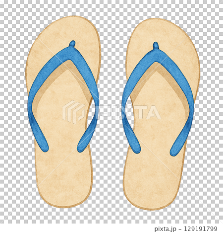 ビーチサンダル(青)・切り抜きPNG ビーチサンダル(青)・切り抜きPNG 129191799