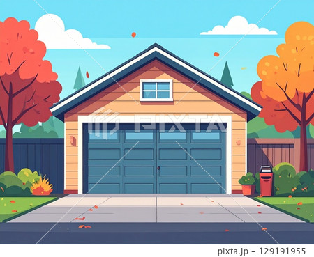 ガレージ　シンプルなイラスト 129191955