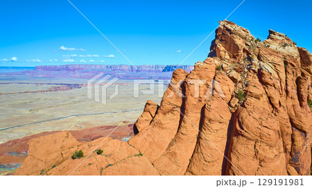 Aerial Fly Over Red Sandstone Cliffs and Desert at Marble Canyon Aerial Fly Over Red Sandstone Cliffs and Desert at Marble Canyon 129191981