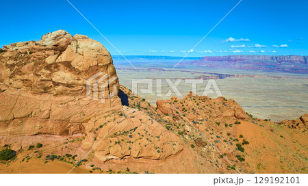 Aerial Sandstone Formations and Desert Plain Marble Canyon Vermilion Cliffs View Aerial Sandstone Formations and Desert Plain Marble Canyon Vermilion Cliffs View 129192101