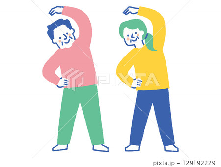 健康習慣を続けるシニアカップル_色 129192229