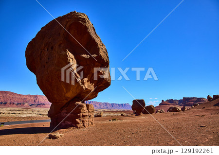 Balanced Rock and Red Desert Boulders Lees Ferry Arizona Low Eye Level 129192261