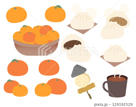 冬のあったか食べ物イラストセット 129192529
