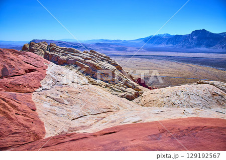 Red Rock Canyon Sandstone Formations and Desert Plains Aerial 129192567