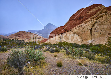 Red Rock Canyon Desert Landscape with Turtlehead Peak at Eye Level Red Rock Canyon Desert Landscape with Turtlehead Peak at Eye Level 129192588