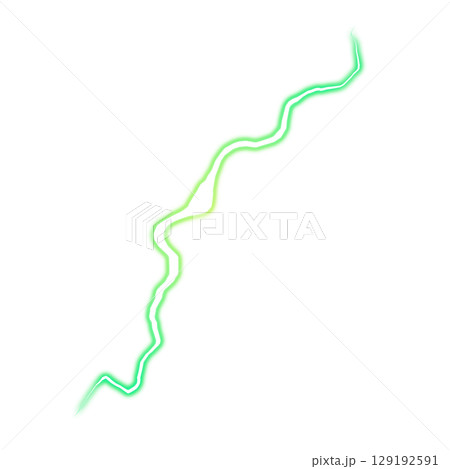 緑の稲妻エフェクト（透明背景） 129192591