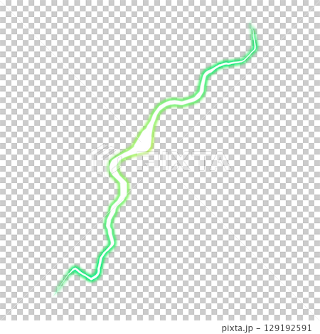 緑の稲妻エフェクト（透明背景） 129192591