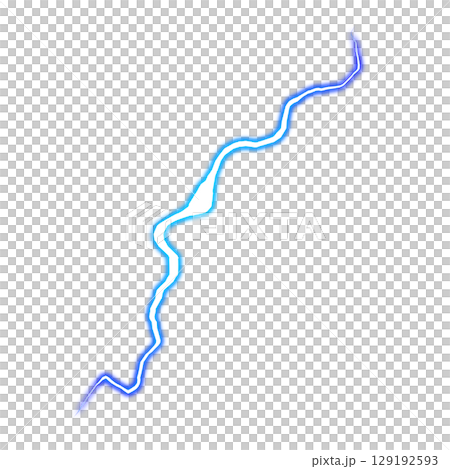 青の稲妻エフェクト（透明背景） 129192593