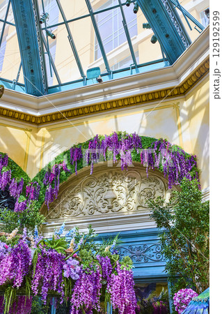 Luxurious Botanical Display in Teal-Framed Conservatory Elevated View 129192599