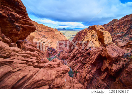 Red Rock Canyon Geology and Desert Vista from Elevated View 129192637