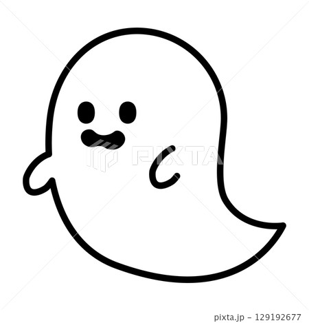 かわいいおばけの線画ハロウィンアイコン かわいいおばけの線画ハロウィンアイコン 129192677