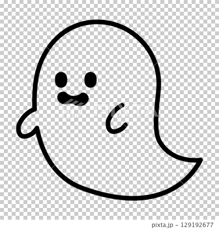 かわいいおばけの線画ハロウィンアイコン かわいいおばけの線画ハロウィンアイコン 129192677