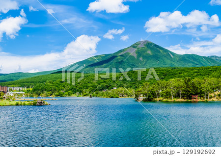長野 白樺湖と蓼科山 129192692