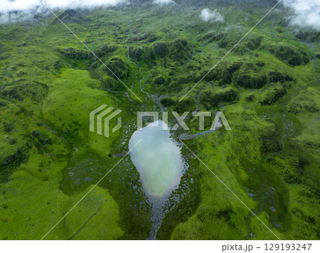 Aerial view of beautiful high altitude grassland mountain landscape 129193247
