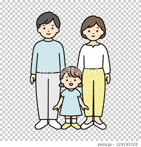一個年輕家庭的全身插圖 一個年輕家庭的全身插圖 129193328