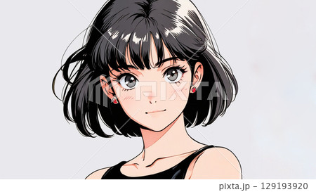 キメ顔するショートヘアの女性 129193920