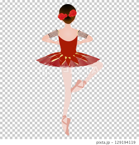ダンサーのイラスト_バレエ「ドン・キホーテ」のキトリを踊るバレリーナのイメージ 129194119