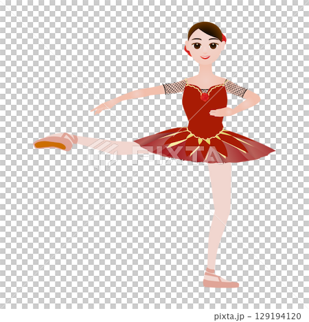 Illustration of a dancer_An image of a ballerina dancing Kitri in the ballet "Don Quixote" 129194120