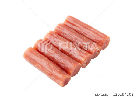 透明背景（png）に並んだドライソーセージ（カルパス） 129194202