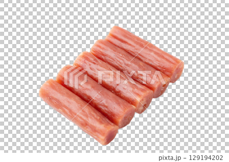 Dry sausages (calpas) lined up on a transparent background (png) 129194202