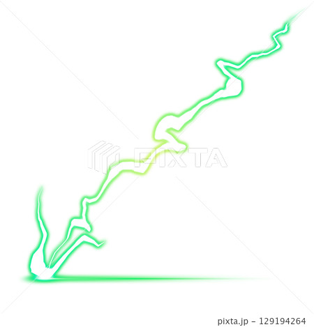 緑の落雷エフェクト（透明背景） 129194264