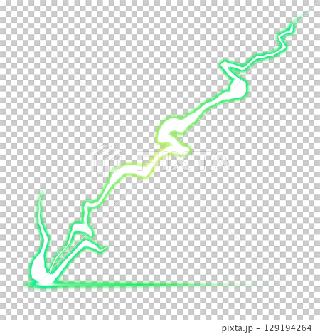 緑の落雷エフェクト（透明背景） 129194264
