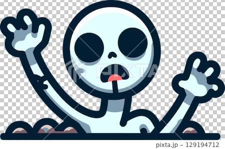 地面から蘇るゾンビのイラスト 129194712