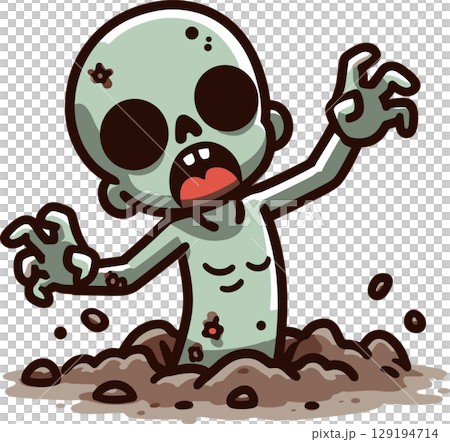 殭屍從地面升起的插圖 129194714