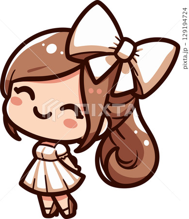 大きいリボンの女の子のイラスト 129194724