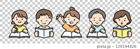 楽しく学習をする子供たちのイラスト素材 129194826
