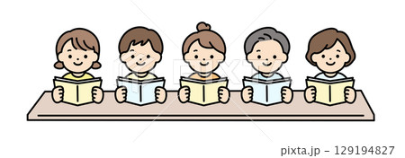 楽しく学習をする子供たちのイラスト素材 129194827