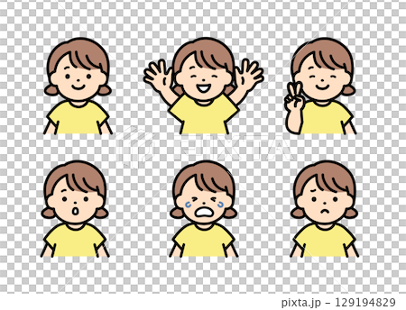 Girl's face illustration set 129194829