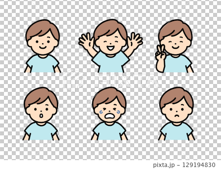 男孩的面孔例證集合 129194830