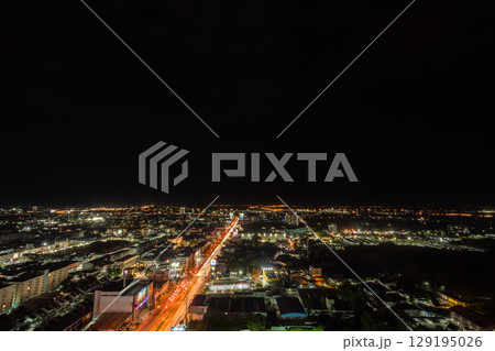 Aerial view of Nakhon Ratchasima city or Korat at night, Thailand Aerial view of Nakhon Ratchasima city or Korat at night, Thailand 129195026