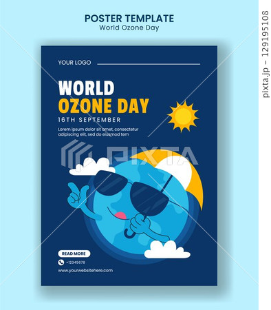 World Ozone Day Social Media Vertical Poster Graphic Design with Hand Drawn Flat Style 129195108