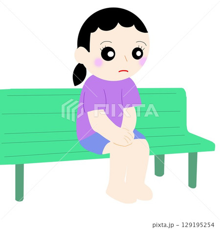 プールの見学席で見ている子（体調不良など） 129195254